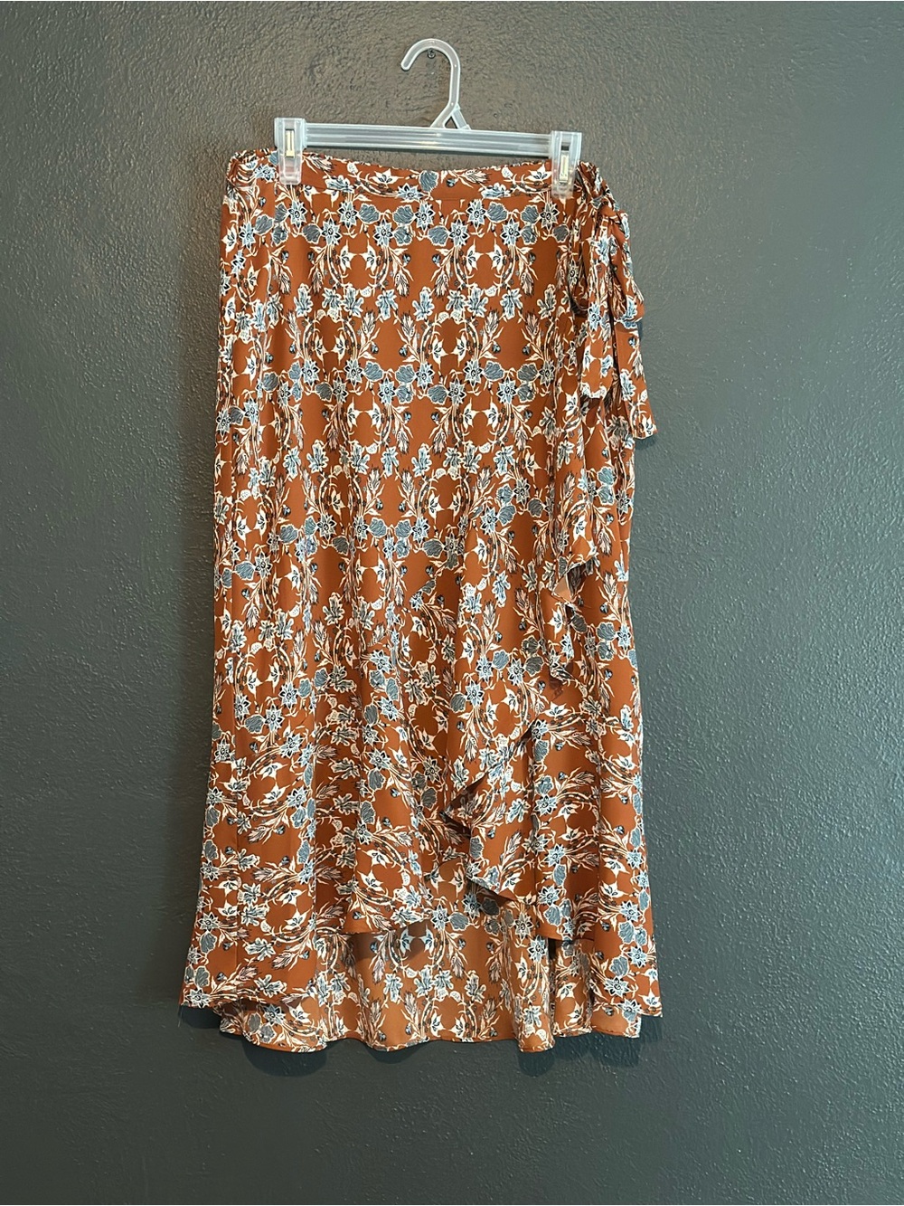 Max Studio Floral High-Low Faux Wrap Skirt